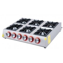 Cocina de 6 fuegos de sobremesa a gas
